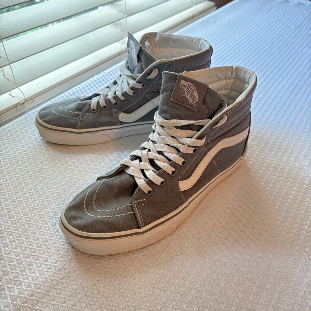 Vans Gray and White High-Top Sneakers